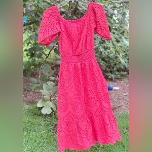 Betsey Johnson Hot Pink Eyelet Dress